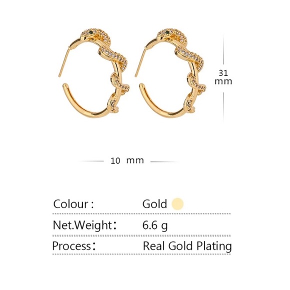 💚18K gold plated twisted snake earrings - Picture 3 of 6
